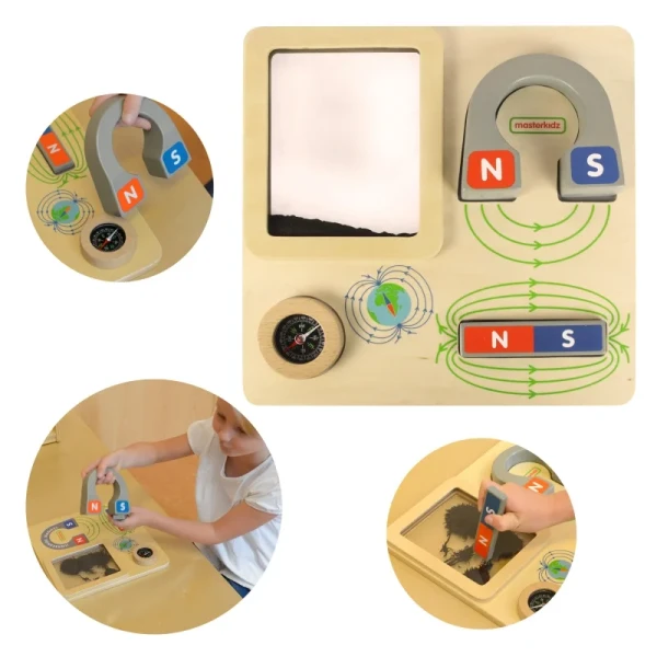 Drewniana tablica edukacyjna Masterkidz do nauki magnetyzmu