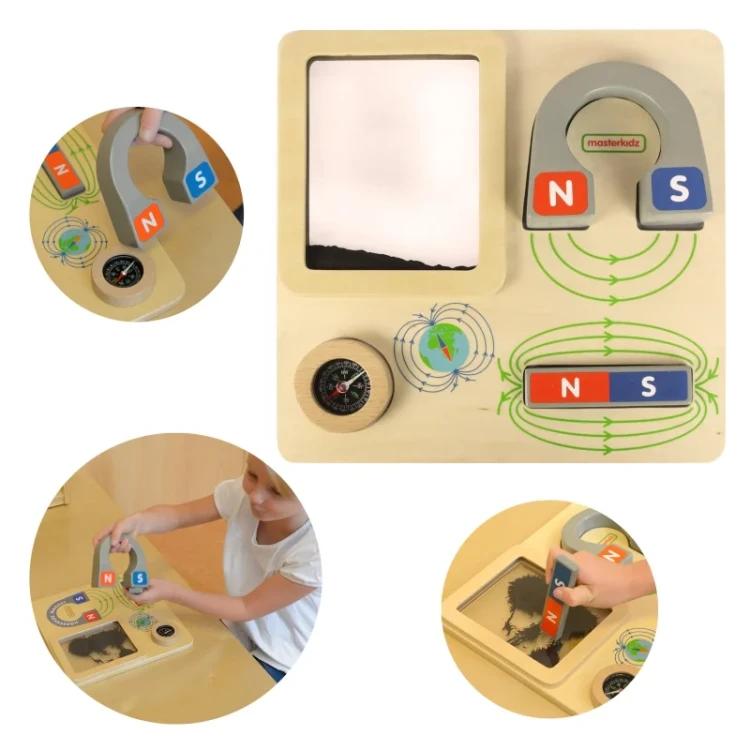Drewniana tablica edukacyjna Masterkidz do nauki magnetyzmu