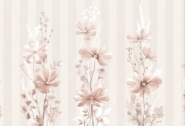 Tapeta FIORELLI Beige w klasyczne kwiaty i kolory ziemi