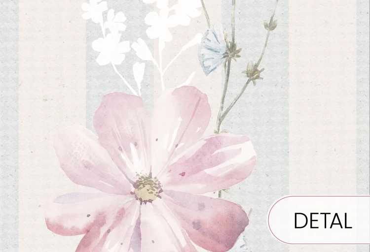 Tapeta FIORELLI Lila z liliowymi kwiatami do pokoju dziewczynki