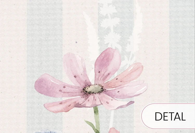 Tapeta FIORELLI Lila z liliowymi kwiatami do pokoju dziewczynki