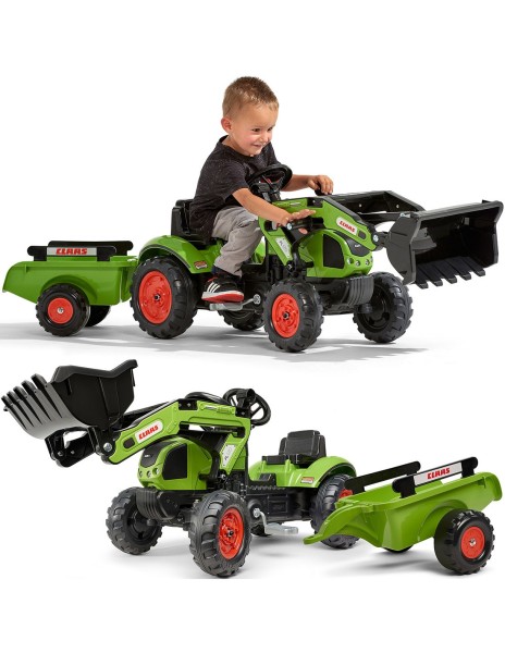 Traktor na pedały Claas Arion 410 Falk z ładowarką i przyczepą