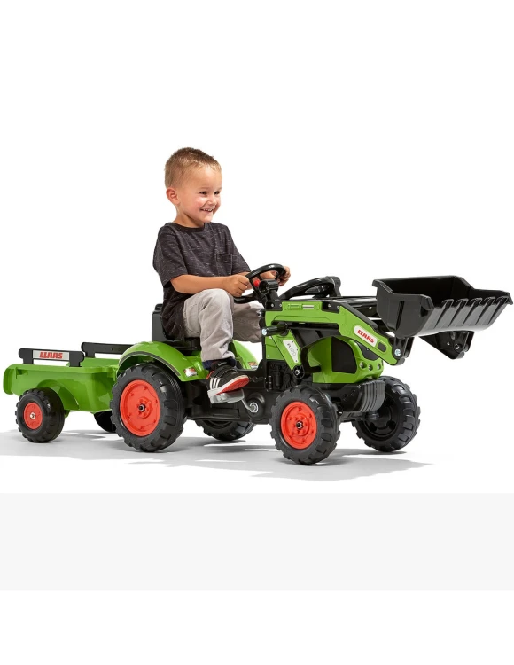 Traktor na pedały Claas Arion 410 Falk z ładowarką i przyczepą