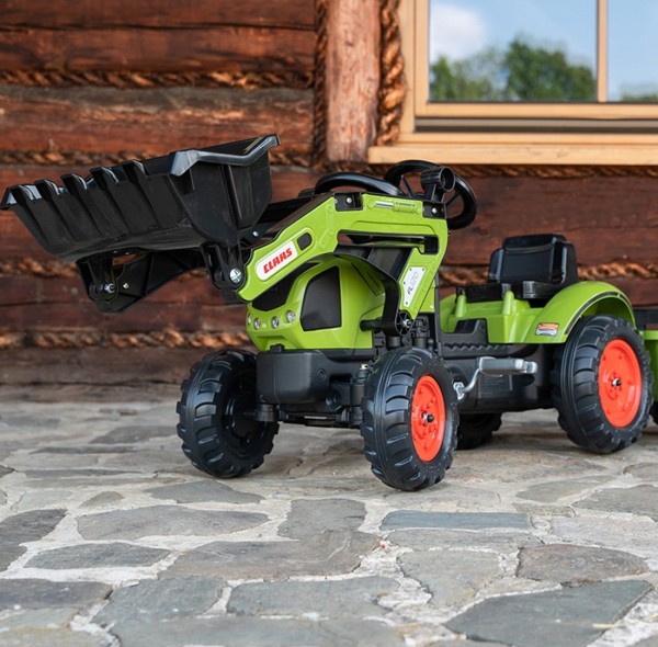 Traktor na pedały Claas Arion 410 Falk z ładowarką i przyczepą
