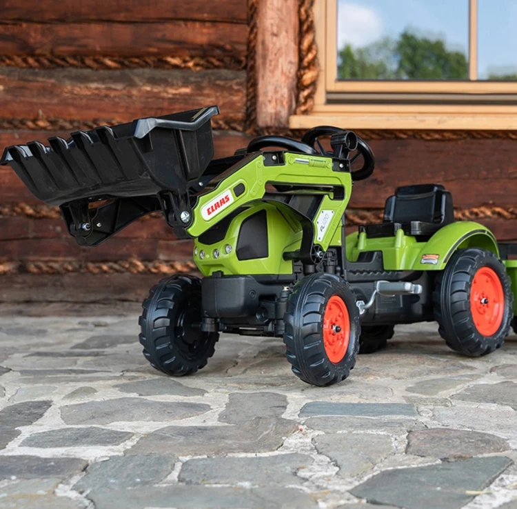 Traktor na pedały Claas Arion 410 Falk z ładowarką i przyczepą