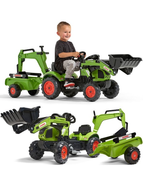 Traktor na pedały FALK CLAAS Farmer z przyczepą i koparką
