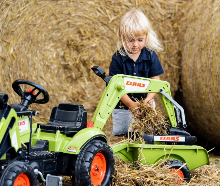 Traktor na pedały FALK CLAAS Farmer z przyczepą i koparką