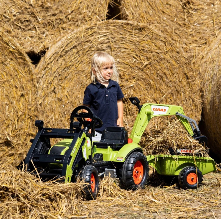 Traktor na pedały FALK CLAAS Farmer z przyczepą i koparką