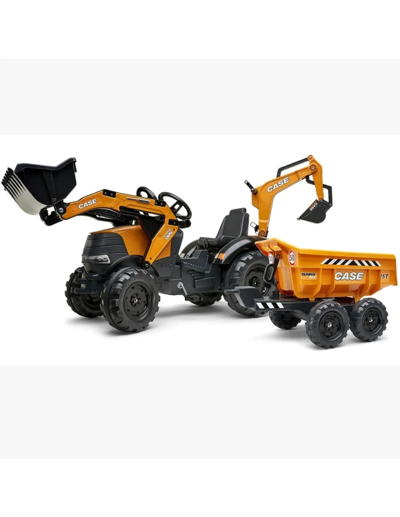 Traktor na pedały FALK Case IH Backhoe z ładowarką i przyczepą