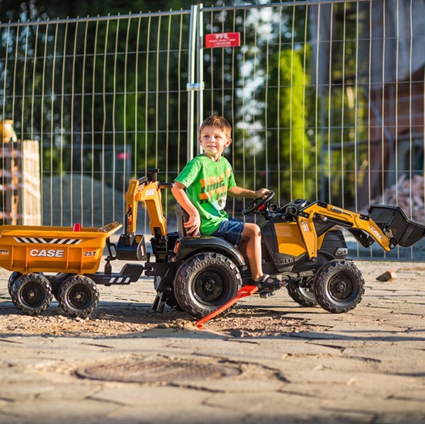 Traktor na pedały FALK Case IH Backhoe z ładowarką i przyczepą