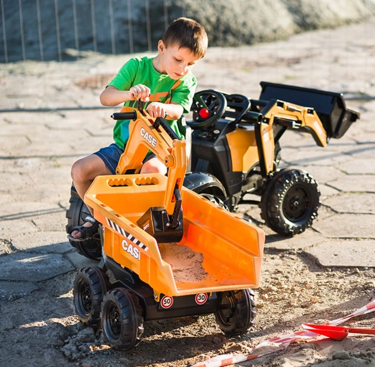 Traktor na pedały FALK Case IH Backhoe z ładowarką i przyczepą