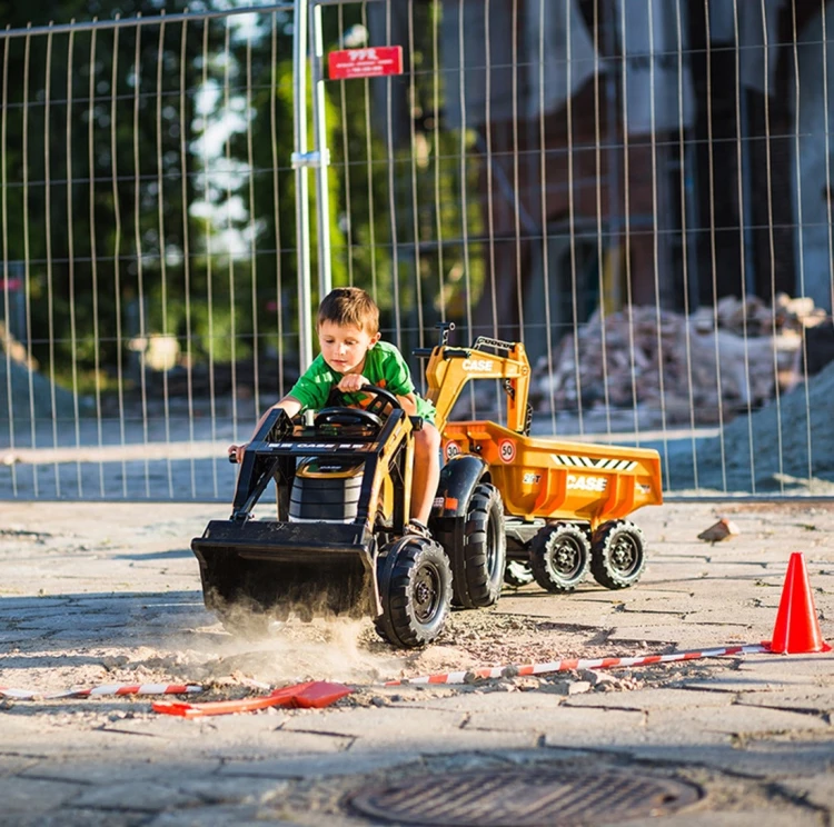 Traktor na pedały FALK Case IH Backhoe z ładowarką i przyczepą