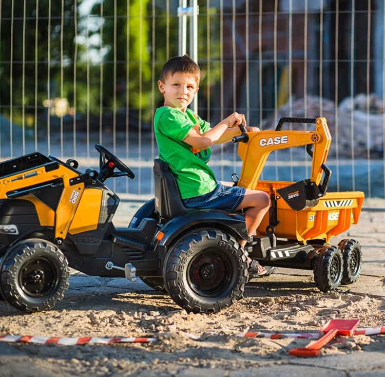 Traktor na pedały FALK Case IH Backhoe z ładowarką i przyczepą