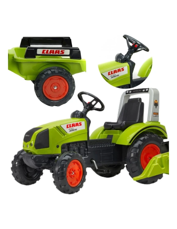 Traktor na pedały Claas FALK z odczepianą przyczepką