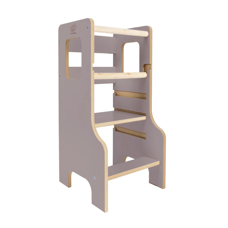 Wieża edukacyjna MEOWBABY® dla dzieci do kuchni Montessori szary
