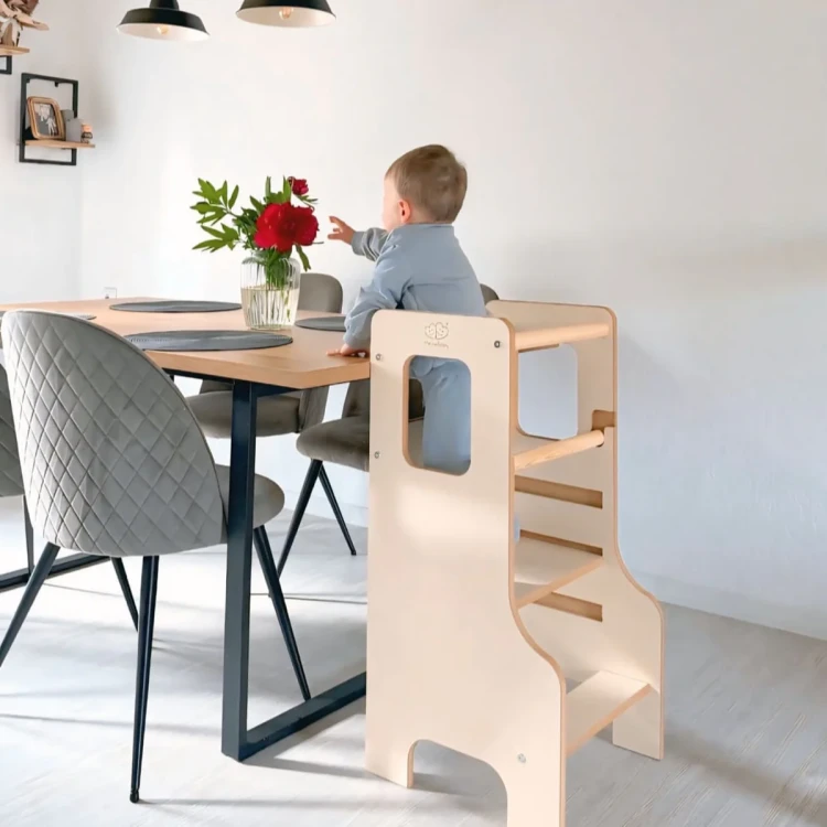 Wieża edukacyjna MEOWBABY® dla dzieci do kuchni Montessori beż
