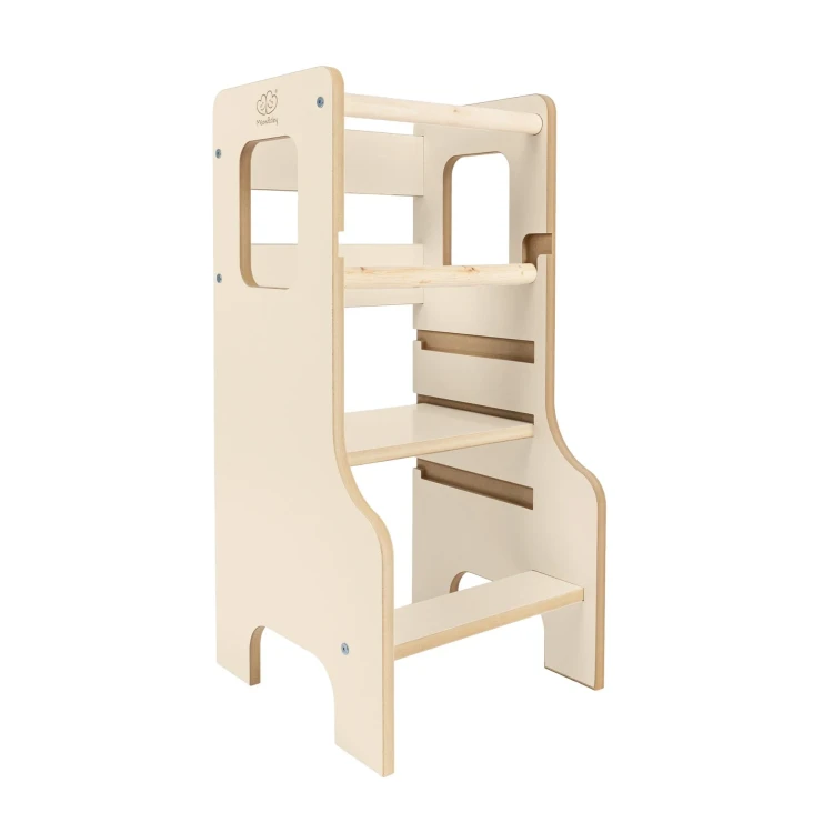 Wieża edukacyjna MEOWBABY® dla dzieci do kuchni Montessori beż