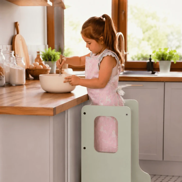 Wieża edukacyjna MEOWBABY® dla dzieci do kuchni Montessori mięta