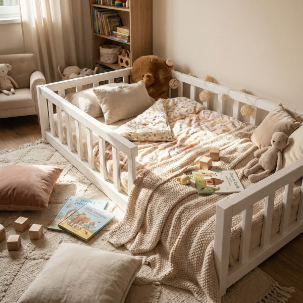 Drewniane Łóżko Bukowe dla dziecka FLOOR BED MONTESSORI