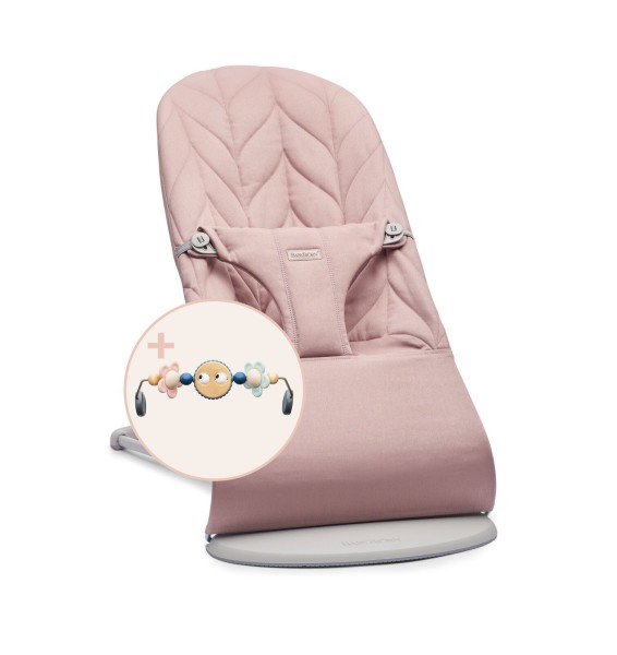 Leżaczek BABYBJÖRN Bliss Woven Petal Quilt zgaszony róż z zabawką