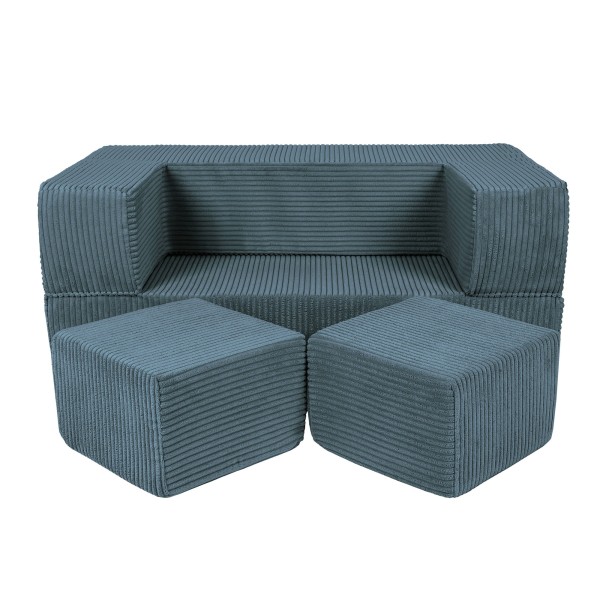 Sofa dziecięca MeowBaby Cube turkusowa z sztruksu Aesthetic