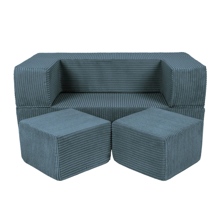 Sofa dziecięca MeowBaby Cube turkusowa z sztruksu Aesthetic