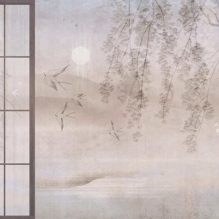 Tapeta SAKURA - sunrise - japońska tapeta z widokiem na wschód słońca