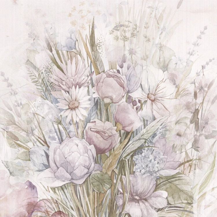 Tapeta ROSETTA - pastel - delikatna tapeta z motywem pastelowych kwiatów