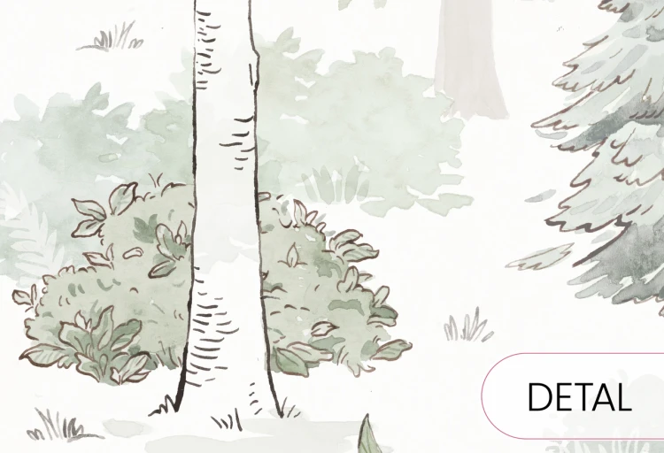 Tapeta HELLO FOREST - white - dziecięca tapeta z leśnym pejzażem