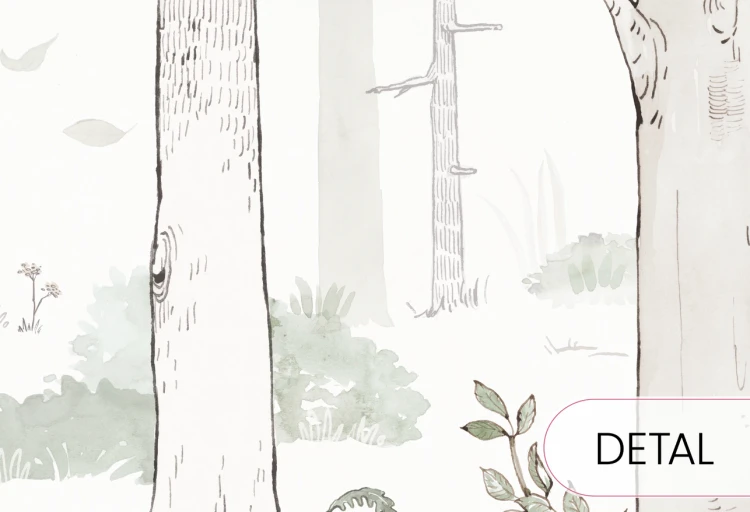 Tapeta HELLO FOREST - white - dziecięca tapeta z leśnym pejzażem