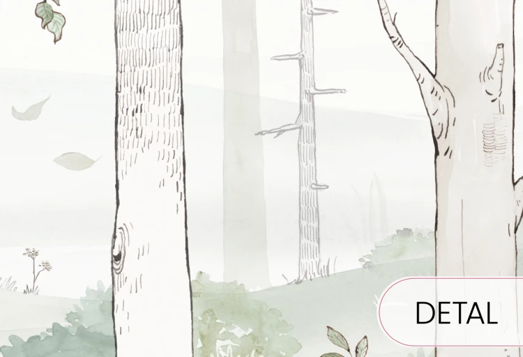 Tapeta HELLO FOREST - emerald - tapeta z leśnym pejzażem do pokoju dziecka