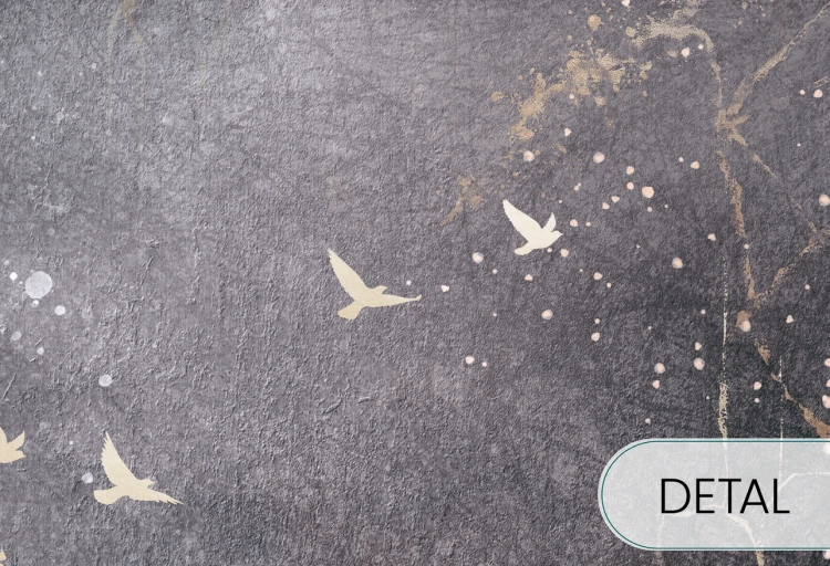 Tapeta MOONLIGHT FLY - warm grey - tapeta salonowa z księżycem i ptakami
