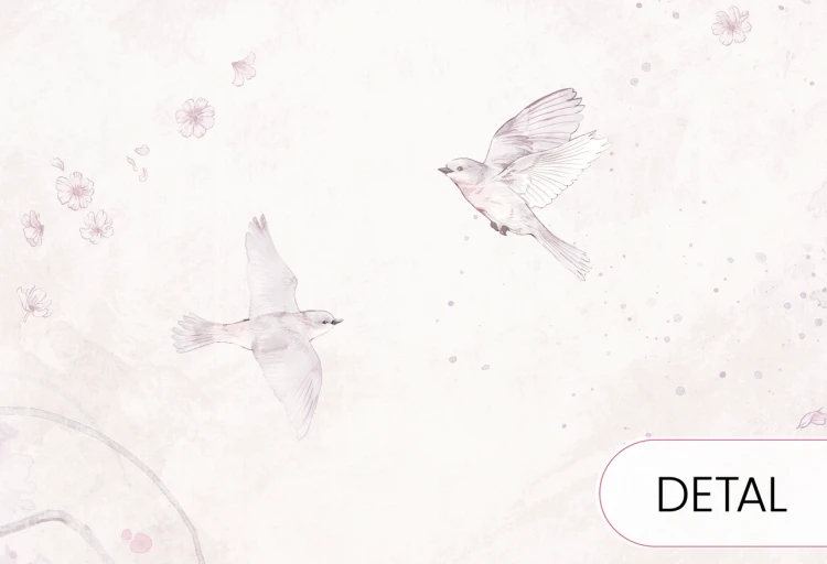 Tapeta BIRDSONG Lavender – fioletowa tapeta do pokoju dziewczynki w kwiaty