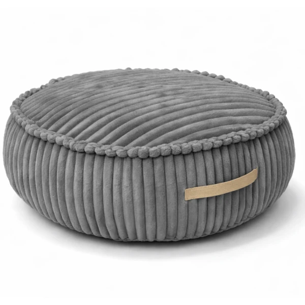 Pufa dziecięca Churros z miękkiego velvetowego sztruksu do pokoju dziecka moon Dusty Grey