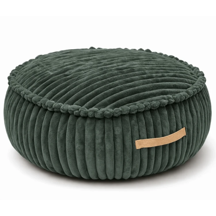 Pine Forest Green Pufa do pokoju dziecka z miękkiego velvetowego sztruksu