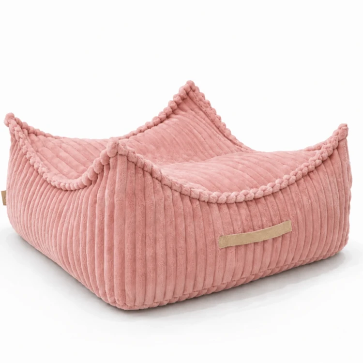Ruby Chocolate Pink Designerska pufa dziecięca z miękkiego velvetowego sztruksu