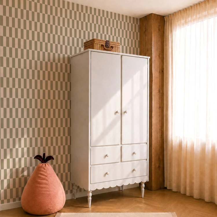 Oliwkowa tapeta dziecięca Klocki Retro Dekorillo