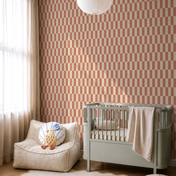 Tapeta Klocki Retro Terakota Dekorillo do pokoju dziecka