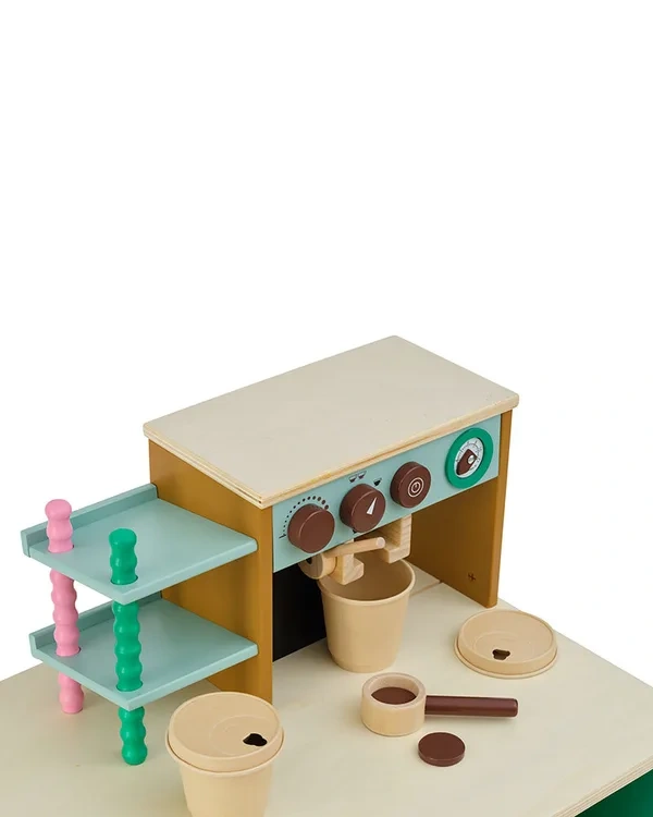 KID'S CONCEPT Drewniana kawiarnia do zabawy – zestaw małego baristy