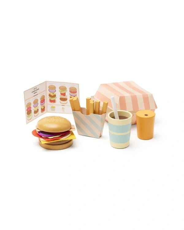 KID'S CONCEPT - drewniany zestaw do zabawy w retaurację „menu hamburgerowe”