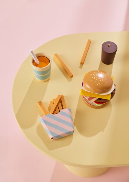 KID'S CONCEPT - drewniany zestaw do zabawy w retaurację „menu hamburgerowe”