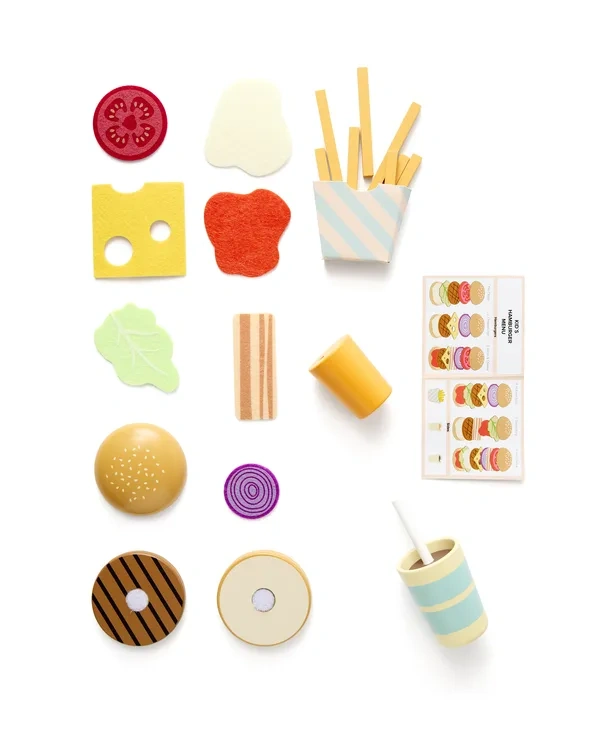 KID'S CONCEPT - drewniany zestaw do zabawy w retaurację „menu hamburgerowe”