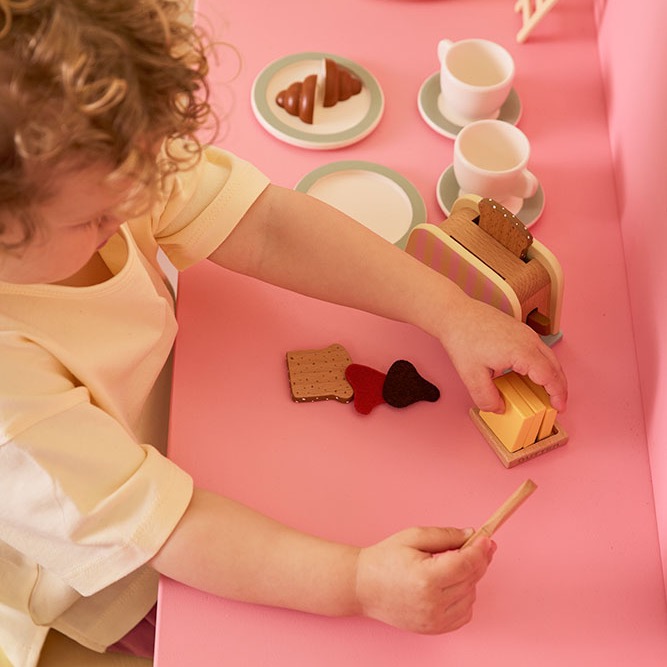KID'S CONCEPT Drewniany zestaw śniadaniowy z tosterem