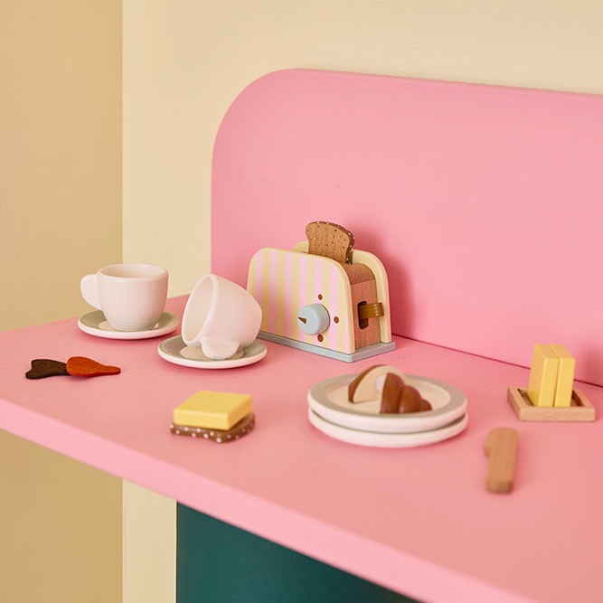 KID'S CONCEPT Drewniany zestaw śniadaniowy z tosterem
