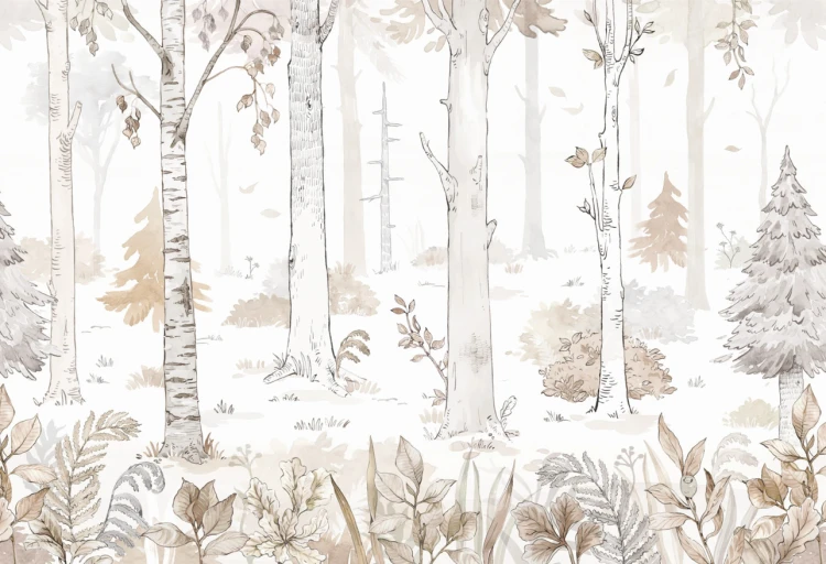 Tapeta HELLO FOREST - geige - dziecięca tapeta z leśnym pejzażem