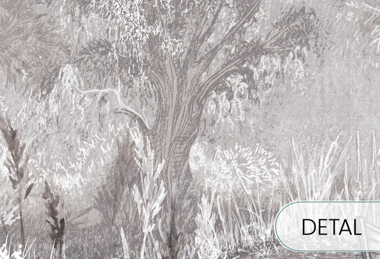 RIVERSIDE BOAT - dark - artystyczna tapeta pejzażowa z łodzią w nastrojowej tonacji