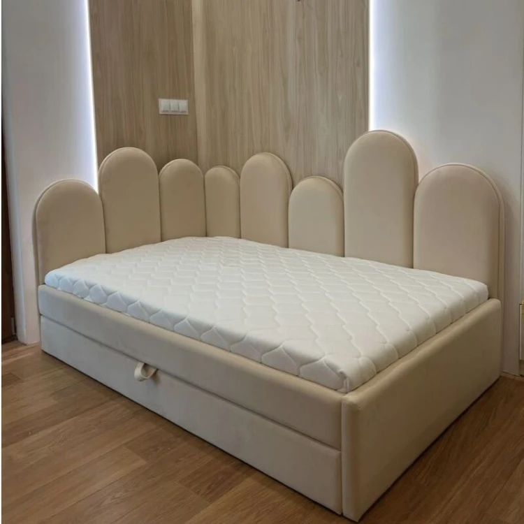 Łóżko tapicerowane DAPPI WAVY z designerskim zagłówkiem wavy