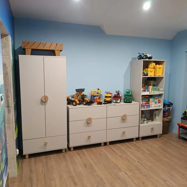 Szafa dwudrzwiowa LOFT z szufladą – Garderoba 186 cm - Kaszmir
