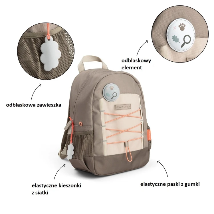 Done by Deer Junior Tiny Trails Sand 13L – plecak dla dziecka do przedszkola i na wycieczki z regulowanymi szelkami i elementami odblaskowymi.