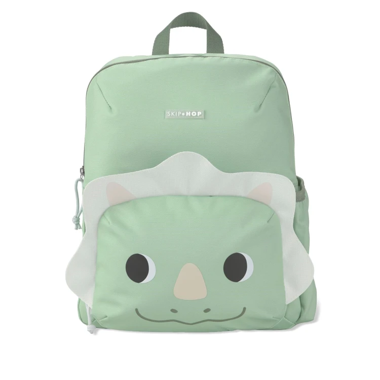 Skip Hop Besties Squad Dinozaur – plecak dla dziecka od 3 lat mieszczący format A4, z regulowanymi szelkami i kieszeniami na bidon, idealny do przedszkola.